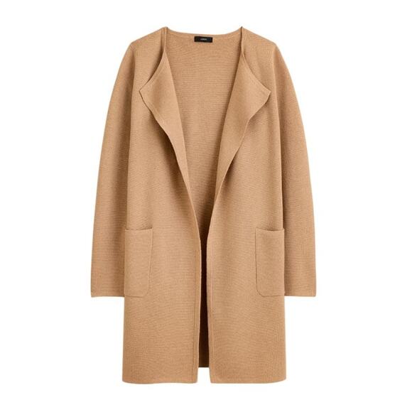 J. Crew Khaki Tan Juliette Collarless Open Front Cardigan Sweater Blazer - Picture 4 of 12